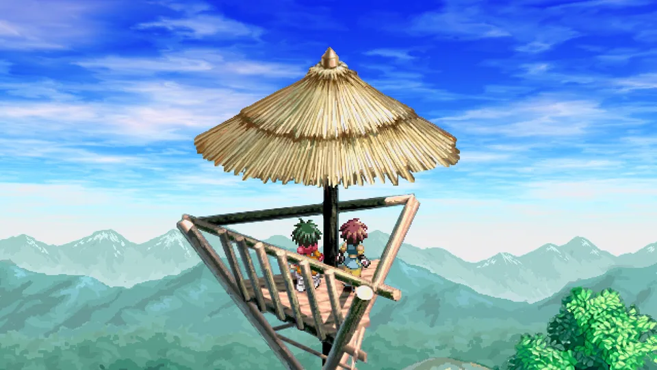 Reid and Meredy on a mountain lookout overlooking the hills of Inferia