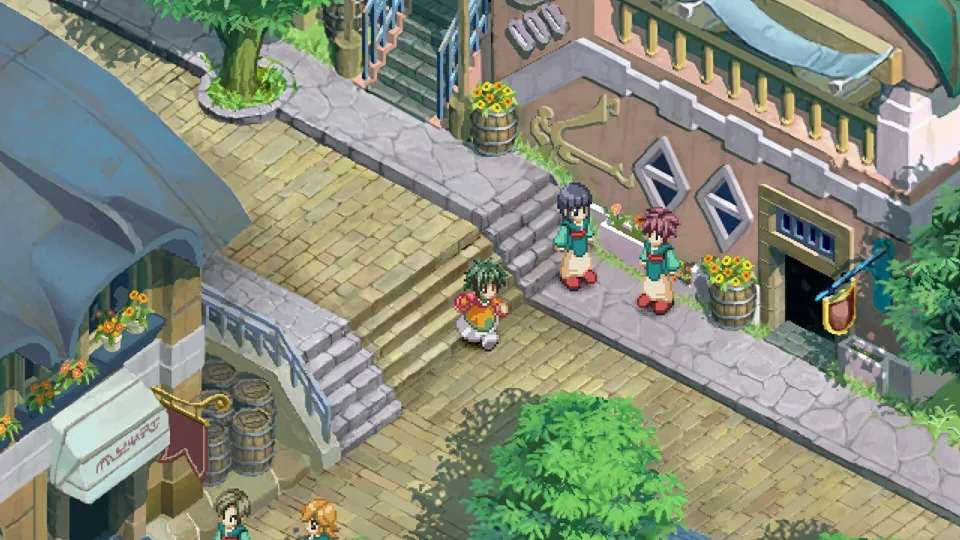 Four-member battle in a desert in Tales of Eternia Remastered